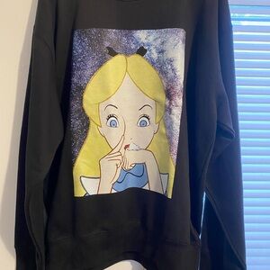 Black Graphic Sweatshirt with Cartoon Print